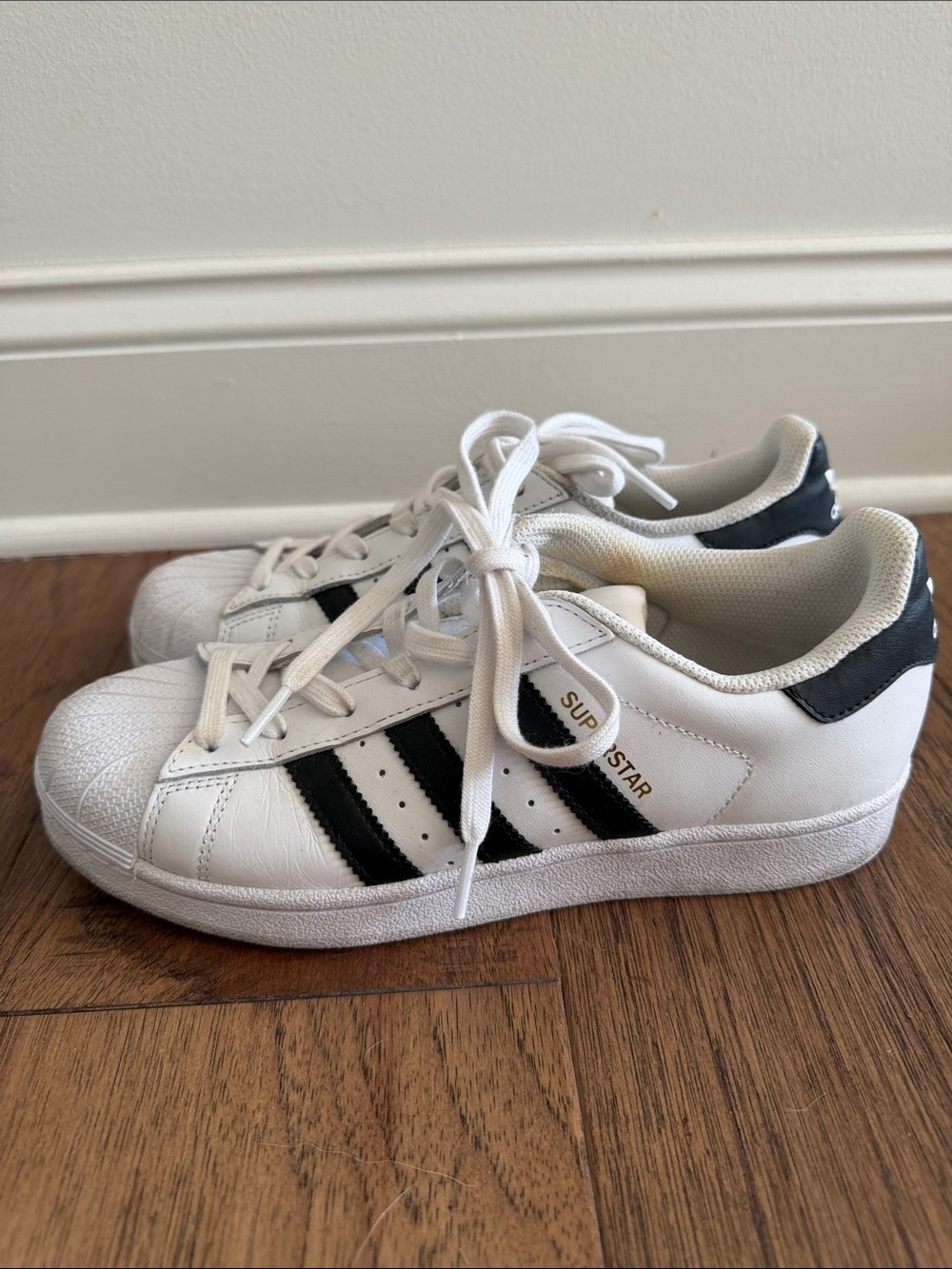 adidas White and Black Superstar Women's Sneakers